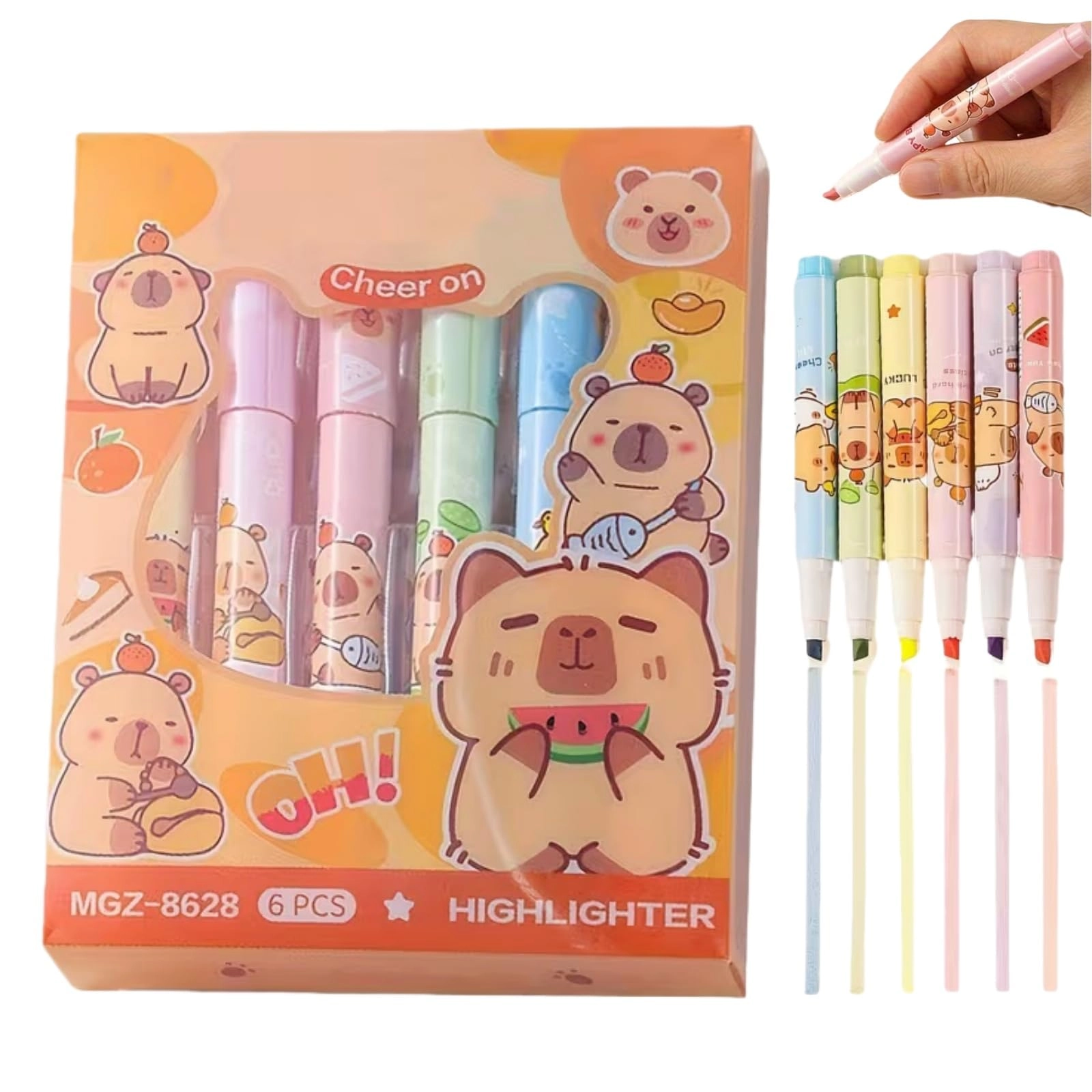 xiager Cute Capybara Highlighter Markers - Pastel Chisel