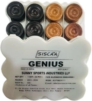 Kalindri Sports Carrom Coins - Wooden 24 PCS with Sticker