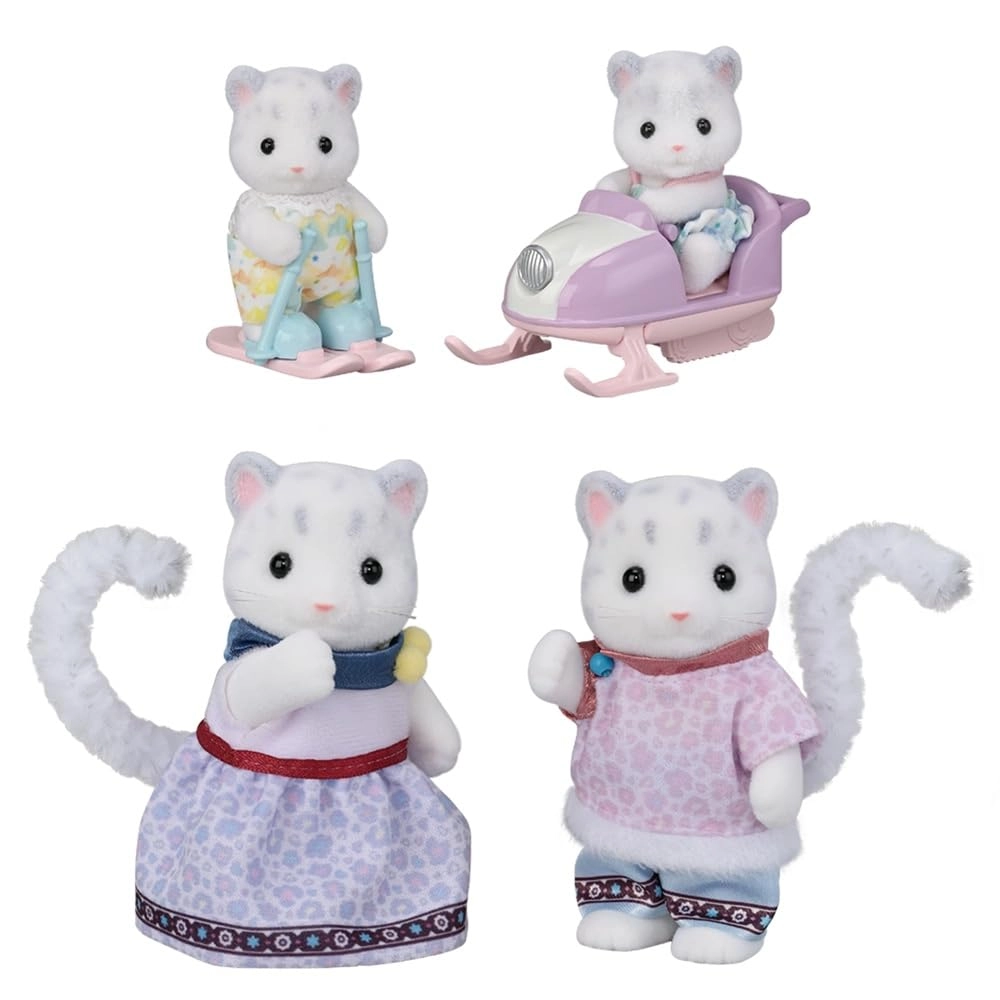 Sylvanian Families Snow Panther Family - Miniature Animal Figurines (5814) 4 pcs