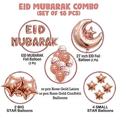 Eid Mubarak Decoration Balloons - 37 pcs