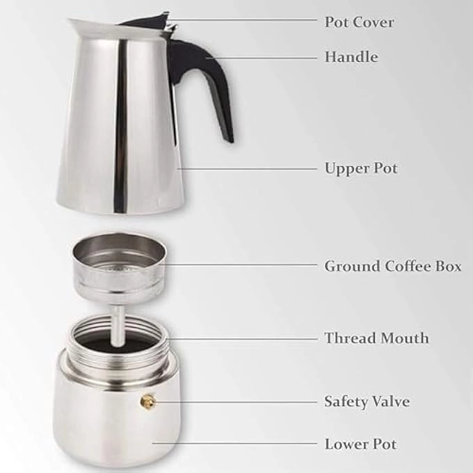 Moka Pot - Stainless Steel Induction Compatible