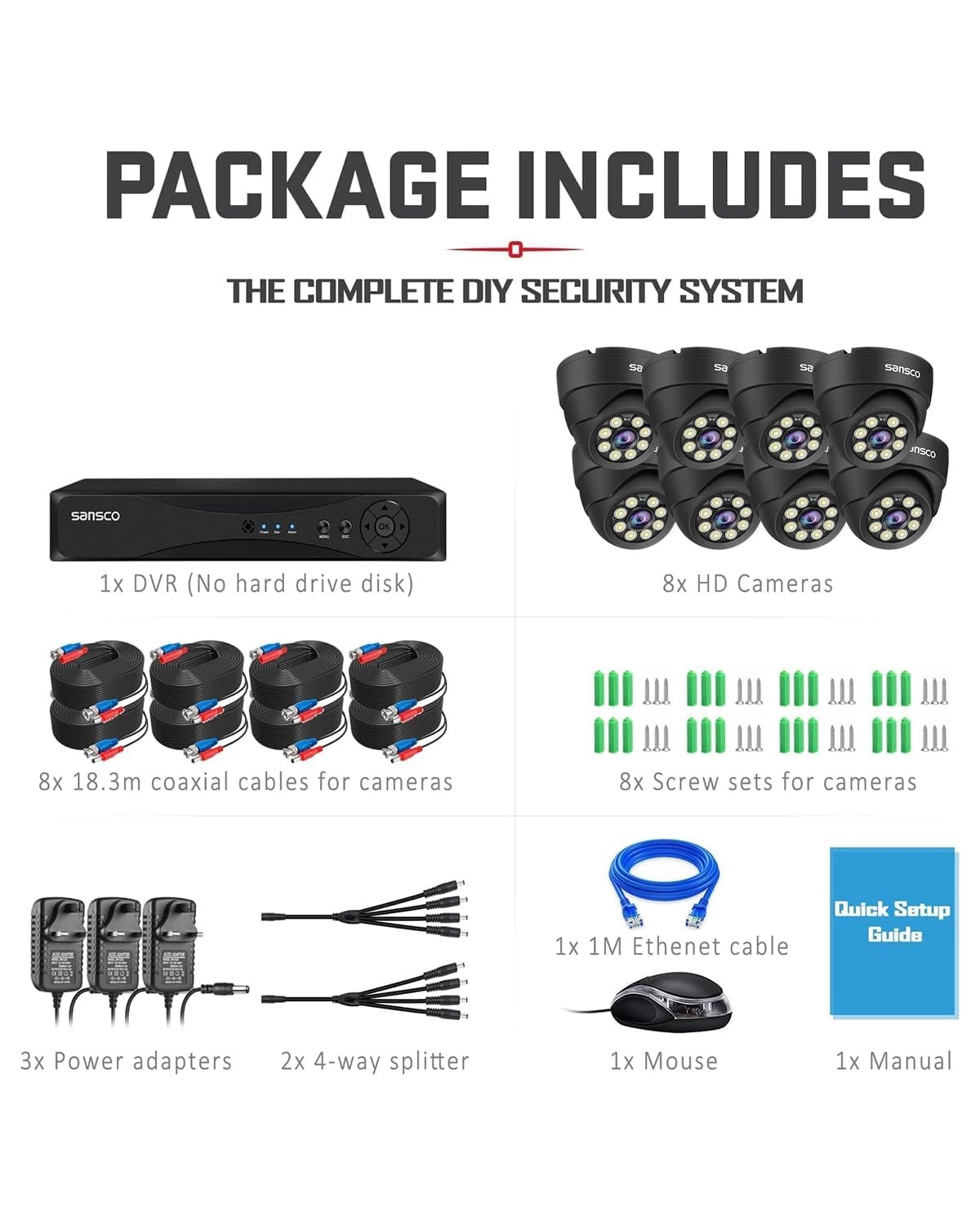 8 Channel CCTV Camera System - 8 5MP + Hard Drive