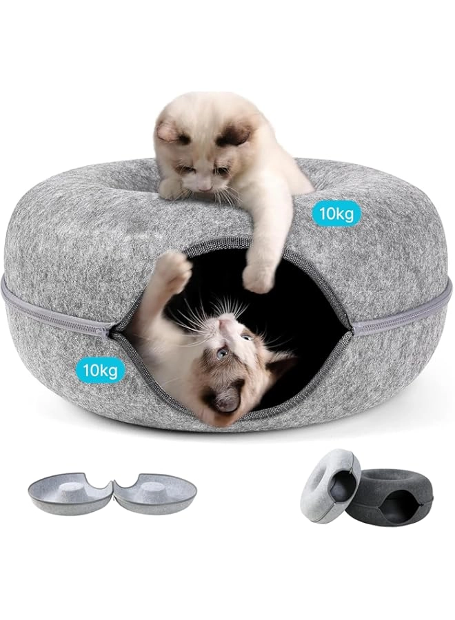 HuHa Mart Cat Donut Cave Bed with Tunnel