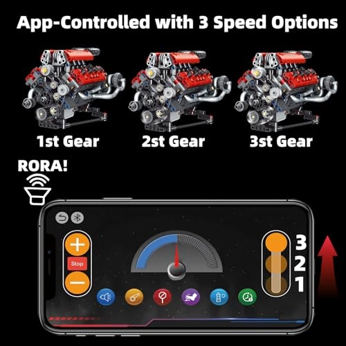 Mini V8 Engine Building Kit - 660 PCS App-Controlled