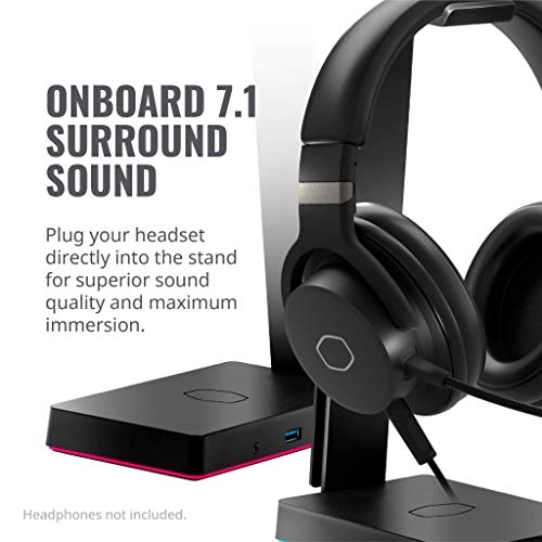 Headset Stand for Headphones - Qi Wireless Charging USB 3.0 7.1 Surround Sound