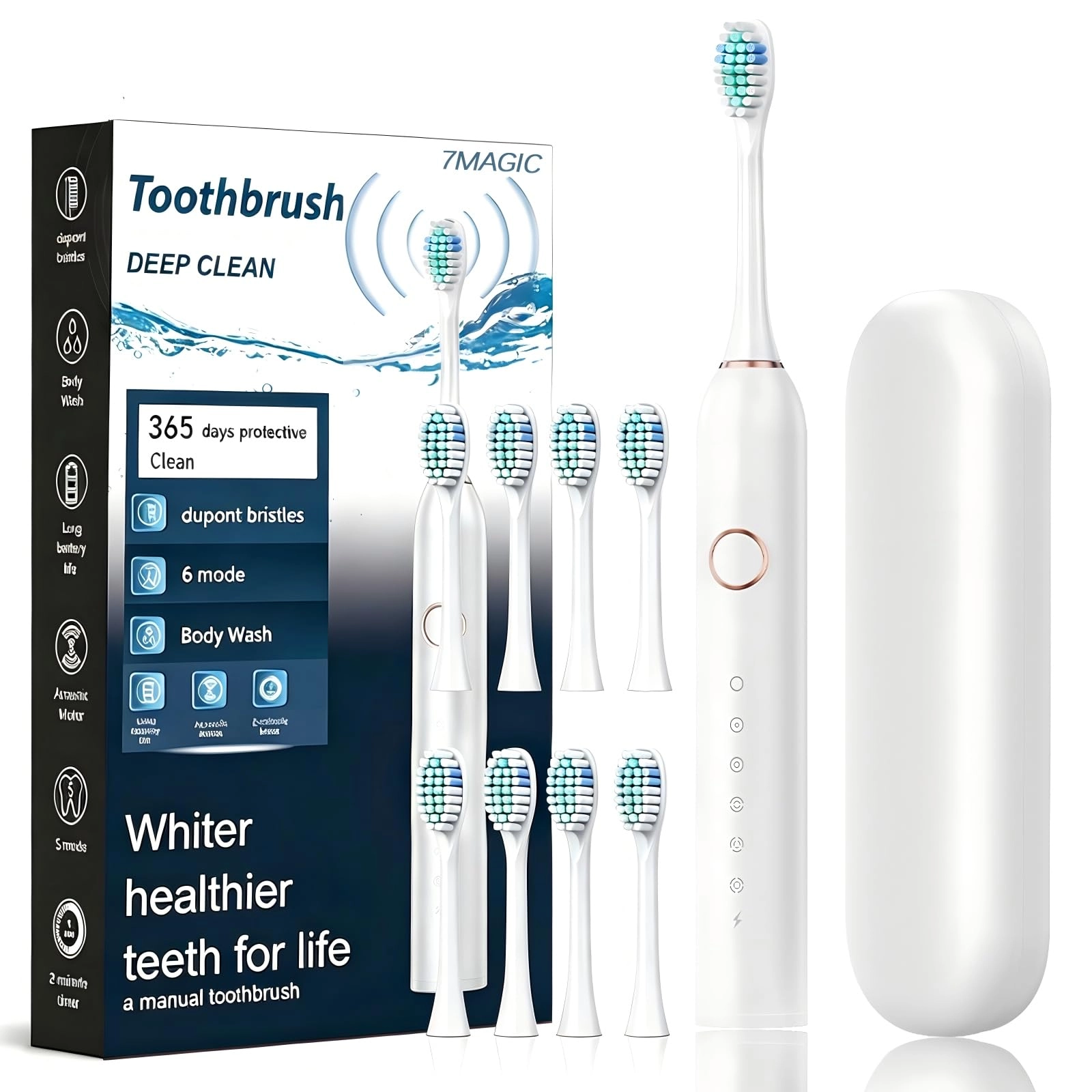Sonic Electric Toothbrush - 3 Intensity Levels 5 Modes 40000 VPM