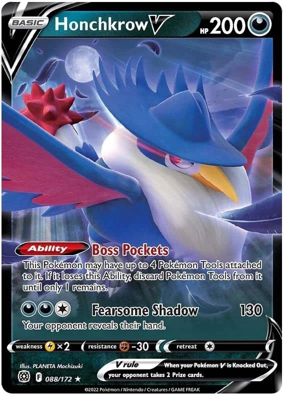 Pokémon Honchkrow V - 1pcs + Toploader