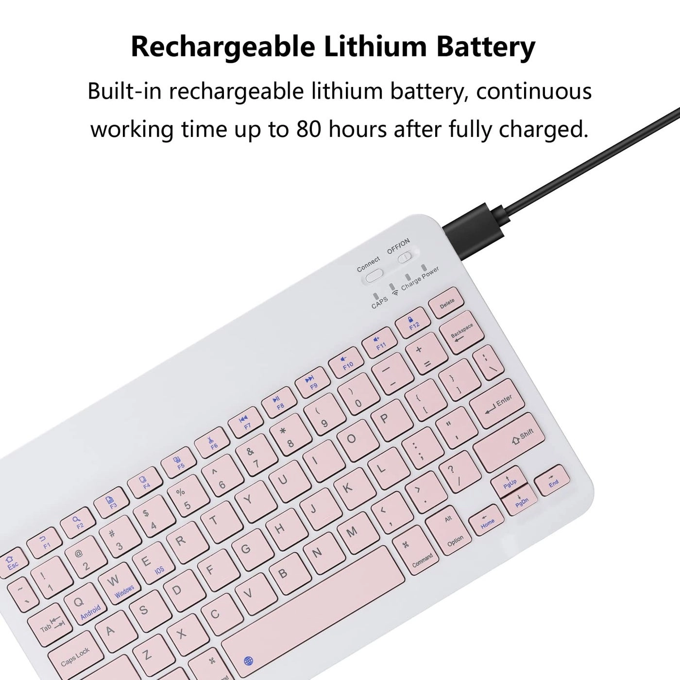 Ultra-Slim Rechargeable Bluetooth Keyboard - for iPad A16 11th 10th Generation, iPad Pro iPad Air iPad mini iPhone, Android Samsung Galaxy Tablet Smartphone Cell Phone