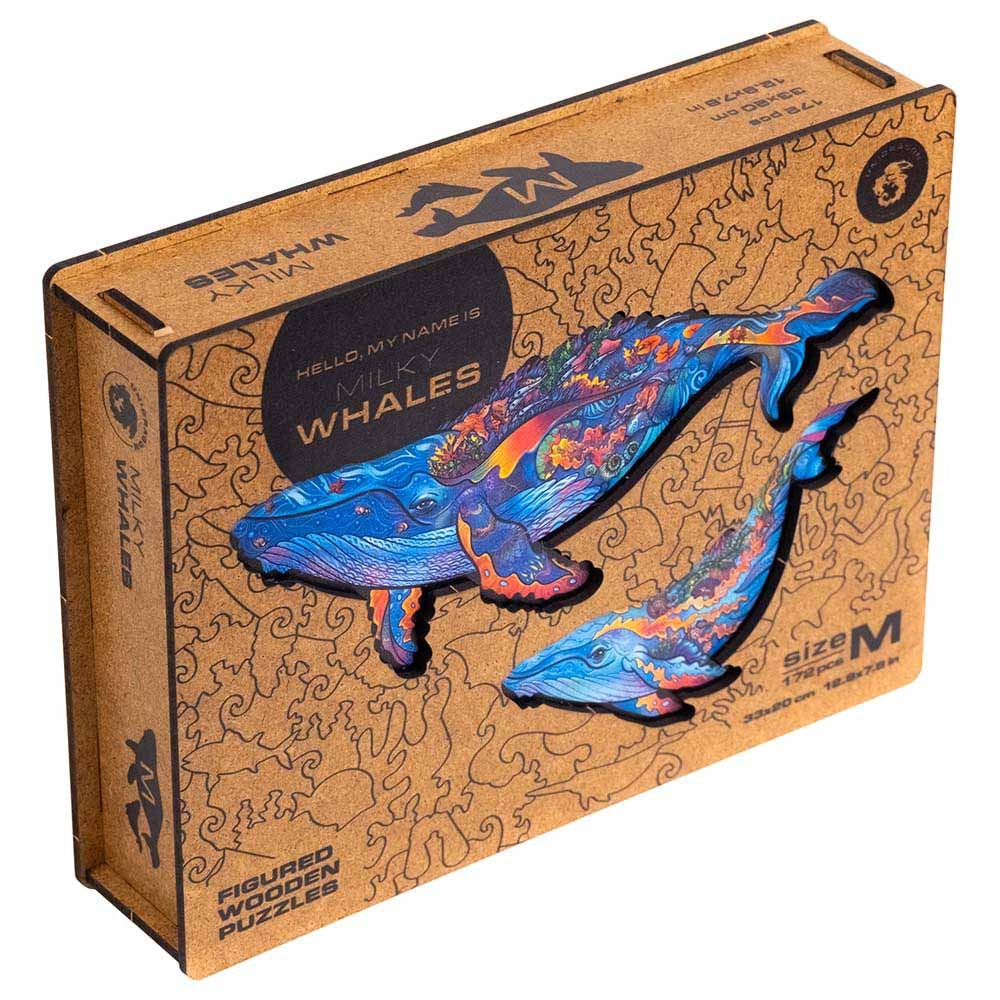Unidragon Milky Whales Wooden Puzzle (4107390-WHALES_M) - 172 pcs
