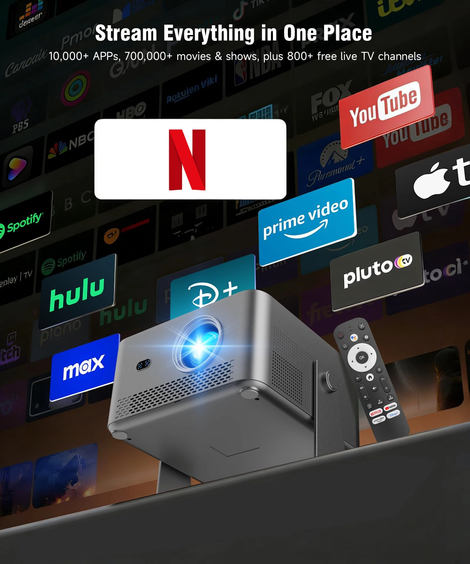 4K Smart Projector - 1920 x 1080 800 ANSI lumens