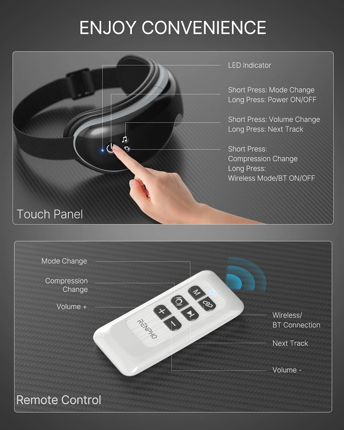 Eye Massager - Heat Vibration Bluetooth Music