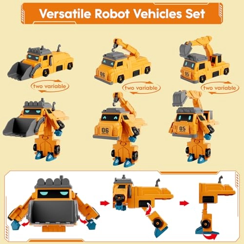 Magnetic Transform Engineering Car - 19PCS 10 in 1 Yellow