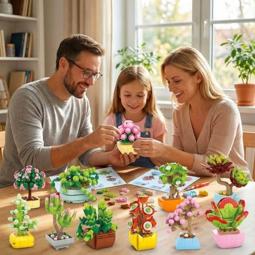 Succulent & Flower Building Block Set - 1255 pcs 12-in-1
