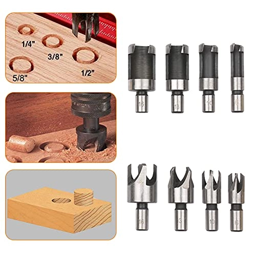 Woodworking Chamfer Drilling Tool - 23-Pack + Wood Plug Cutter + 5-Flute Countersink Drill Bit + Three Pointed Countersink Drill Bit + Automatic Center Punch