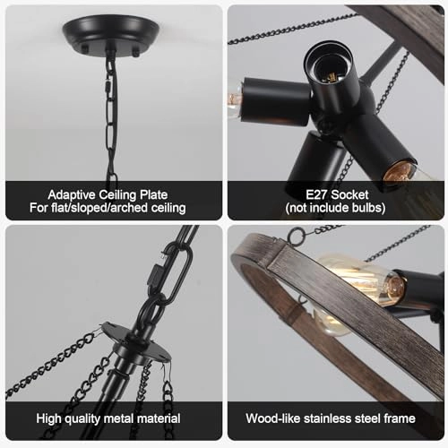 Wagon Wheel Chandelier - 15'' to 74.8''