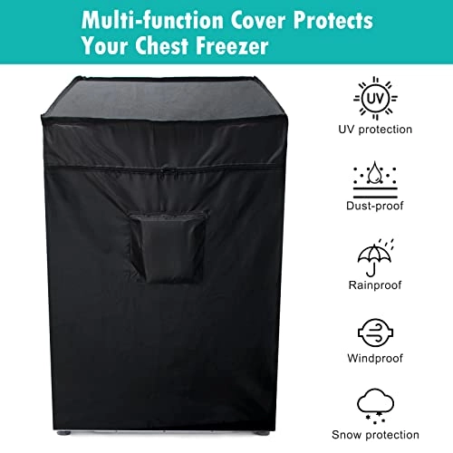 Chest Freezer Cover - Black 3.5 Cubic Feet Waterproof