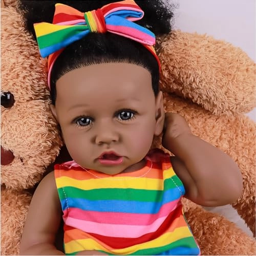 Reborn Baby Doll - 22 Inch Silicone Black Ages 3+