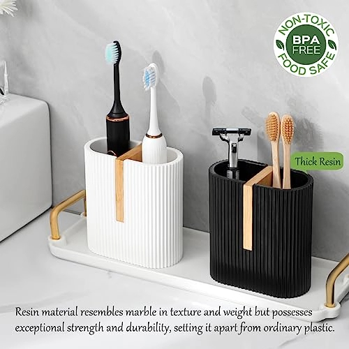 Toothbrush Holder - Matte White Bamboo