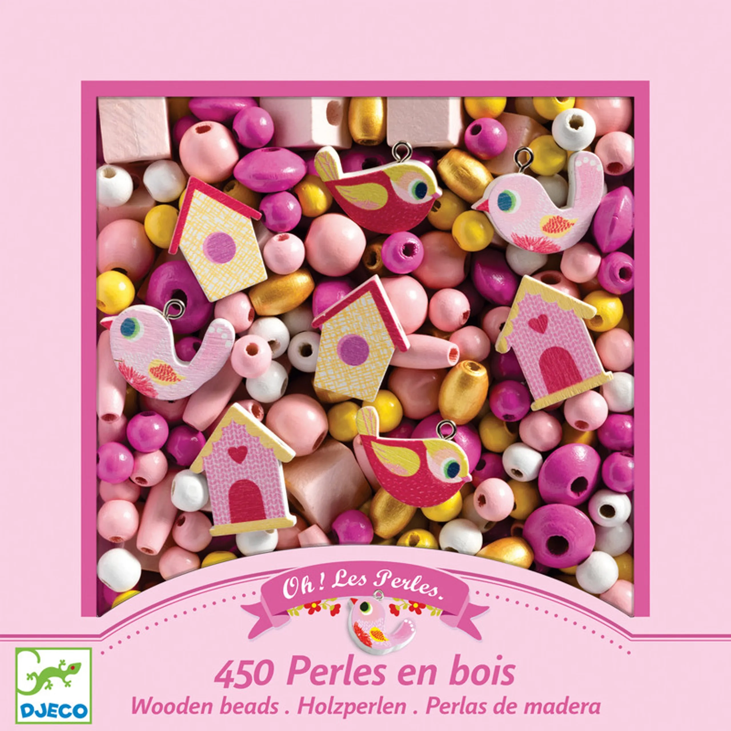 Wooden Bird Bead Kit - 450 beads 8 charms