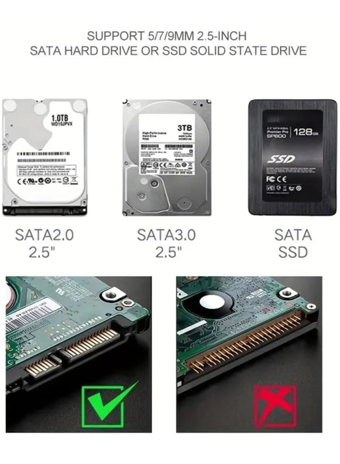 SATA to USB Adapter Cable - USB 3.2/3.1/3.0 Type-C LCD Speed Display