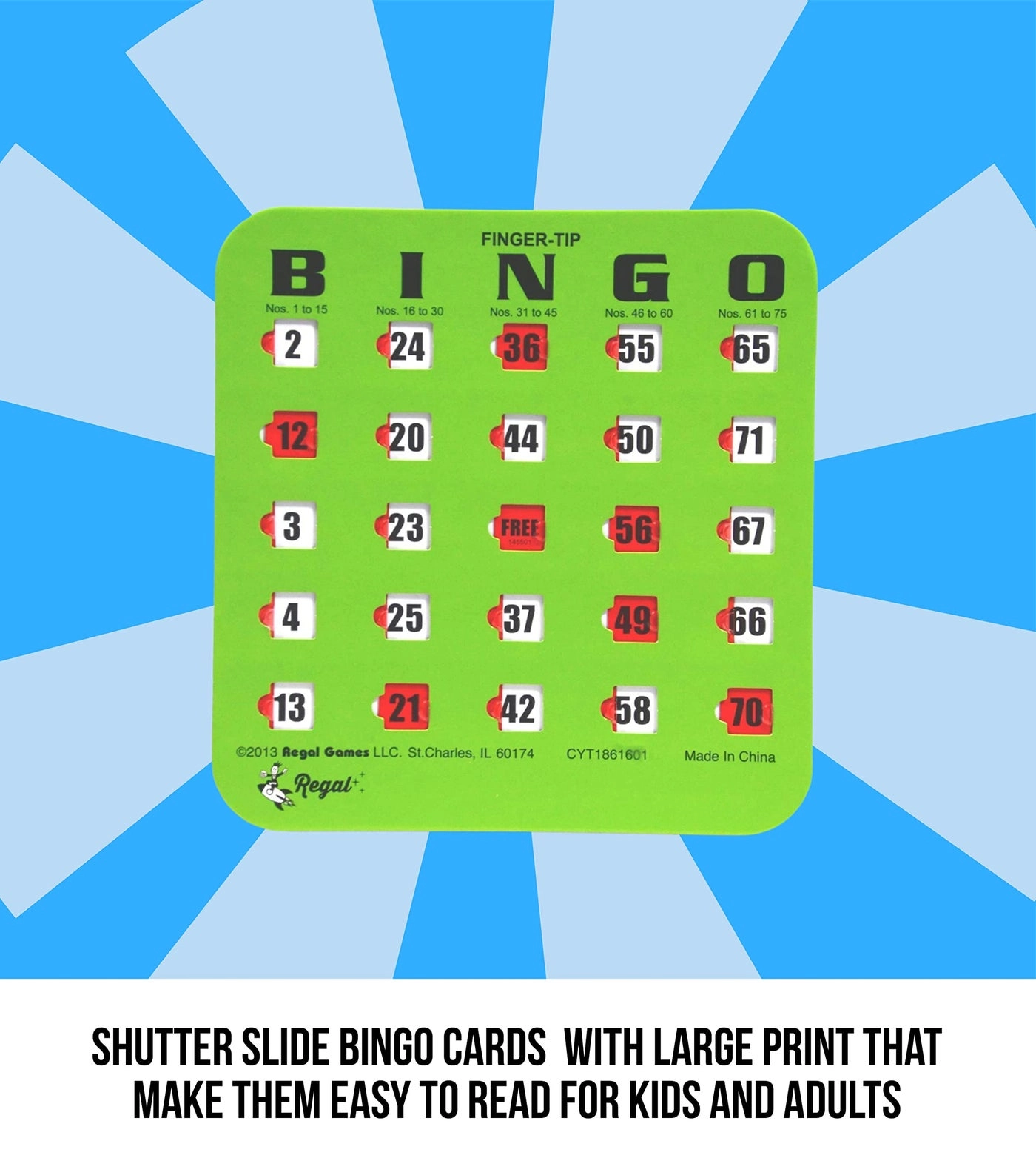 Bulk Bingo Cards - Sliding Windows Reusable Large Print