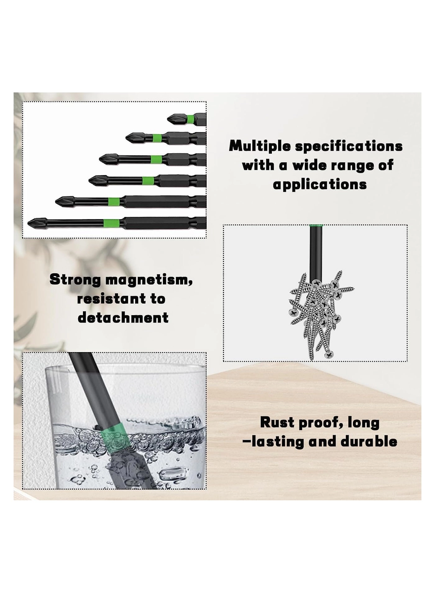 Magnetic Screwdriver Bit Sets - 6 Pcs 25mm 50mm 65mm 70mm 90mm 150mm