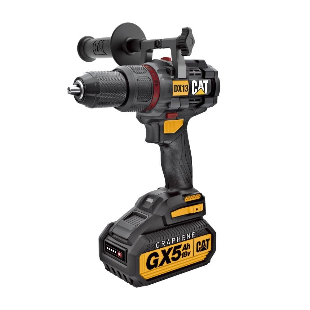 Caterpillar DX13B - 18V Cordless Hammer Drill + GXB5 - 18V 5Ah Graphene Battery + DXC15 - 15A Charger