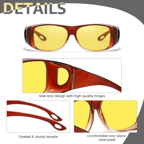 Polarized Sunglasses - A01 Black+tortoise/ Yellow Night Vision Glasses