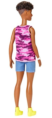 Barbie Fashionistas #201 - Athletic Body Curly Brown Hair Graffiti Dress Ages 3+