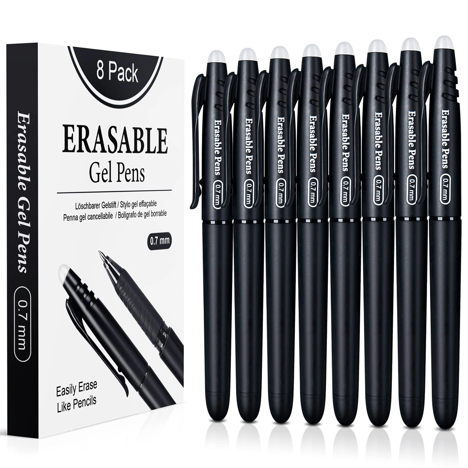 kerifi Erasable Gel Pens - 8-Piece 0.7mm
