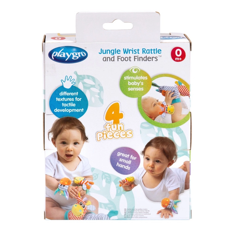 Jungle Wrist Rattle And Foot Finder - Suitable for 0 months & above Polyester + Cotton + ABS Jungle 2 pairs