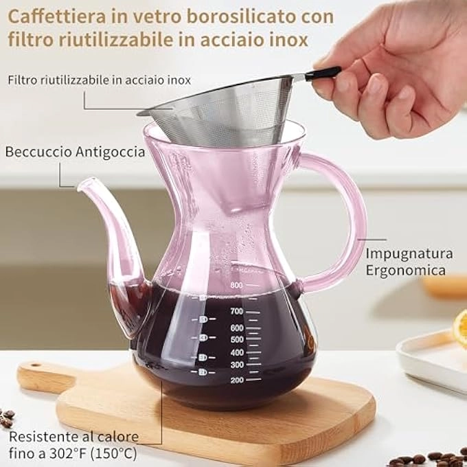 French Press - HighHeat Borosilicate Glass 304 Stainless Steel Filter 600Ml20Oz