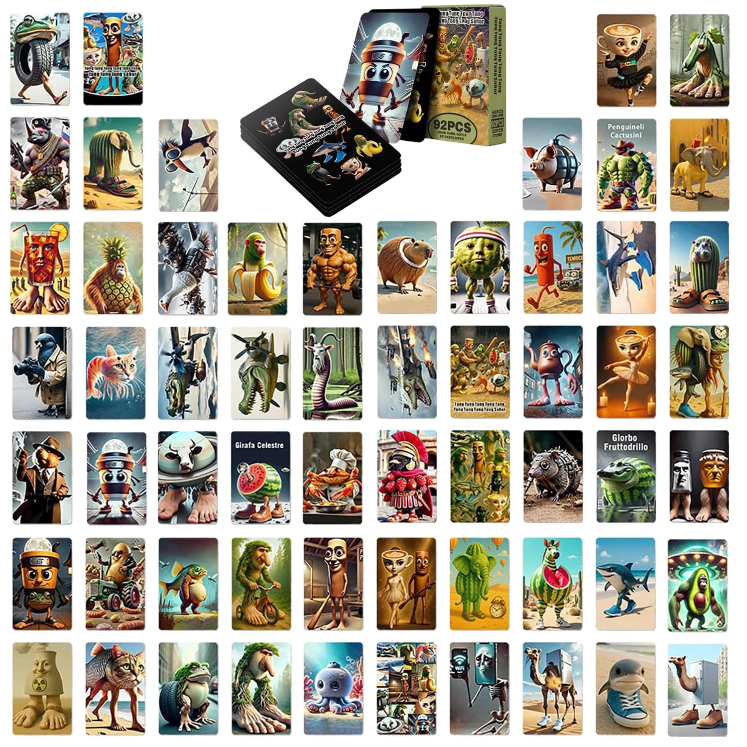 BAISHUWU Brainrot - Card Game - 92 Piece with Stickers