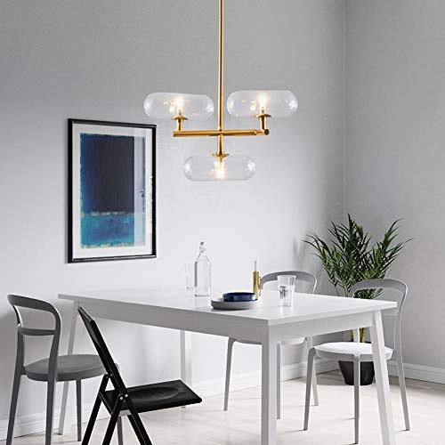 G9 Nordic Handmade Glass Capsule Chandelier - 7 head Gold clear glass