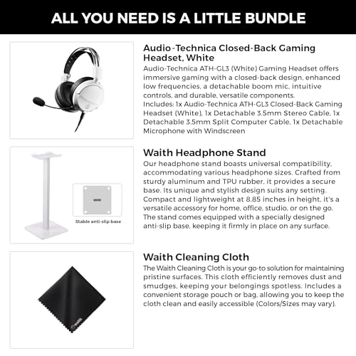 ATH-GL3 Wired Headset + Headset Stand + Cleaning Cloth