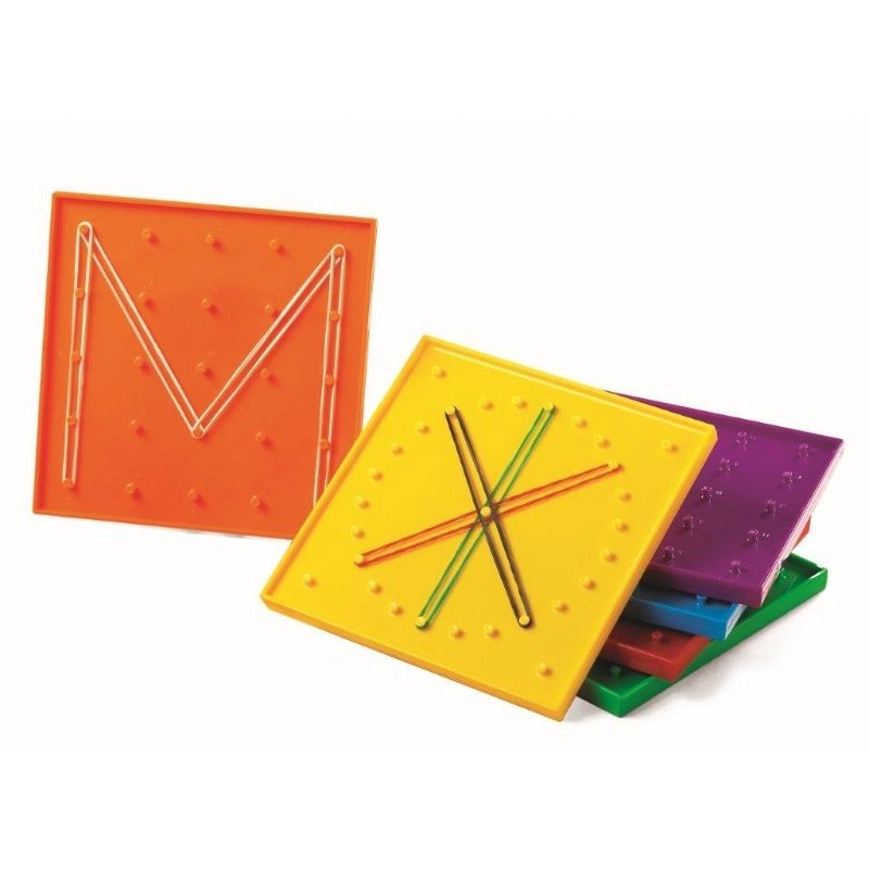 edxeducation Geoboard - Suitable for 5 to 9 yrs 6 Geoboards 120 different sized elastic bands