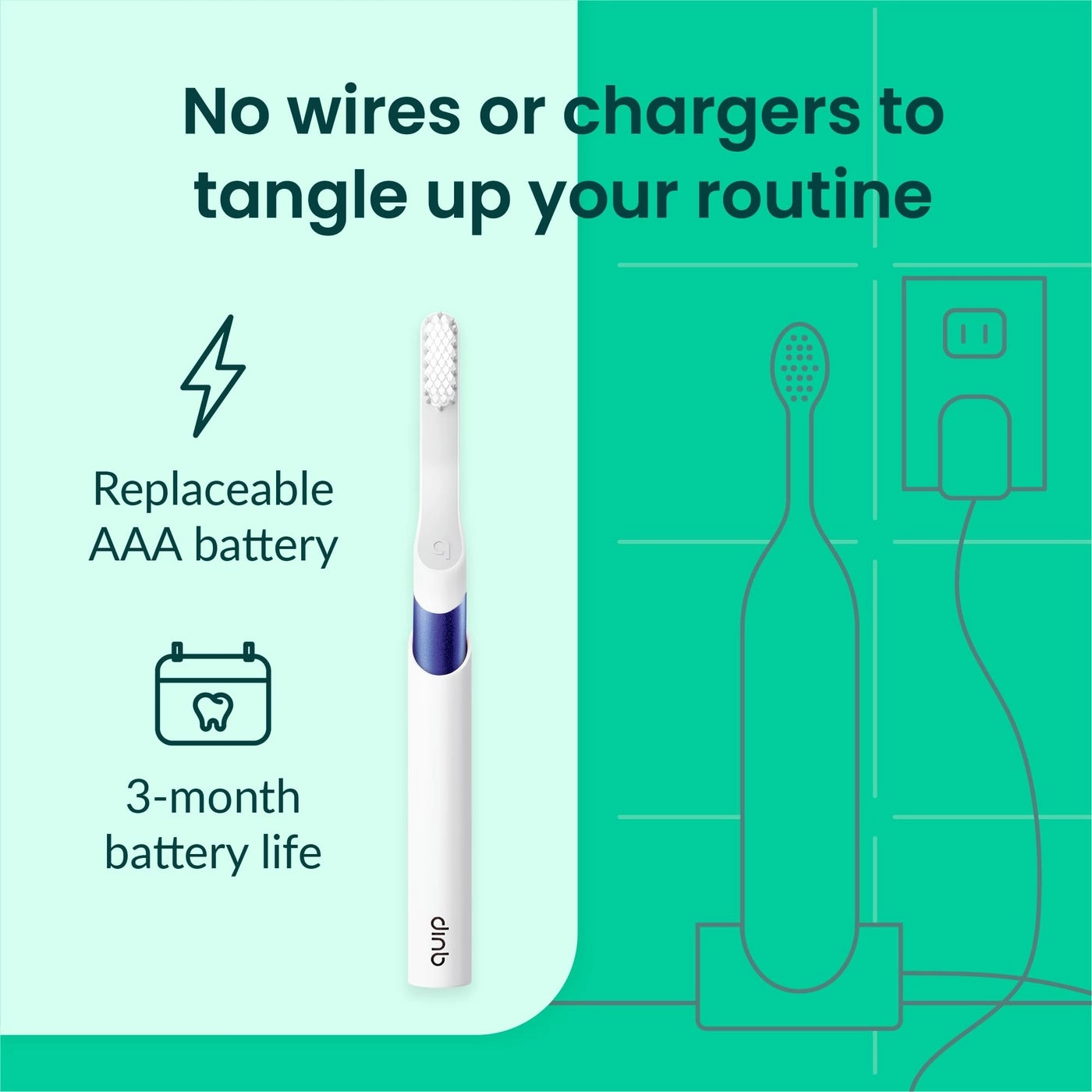 Sonic Toothbrush - Timed Replaceable Head 3 Month Battery Life