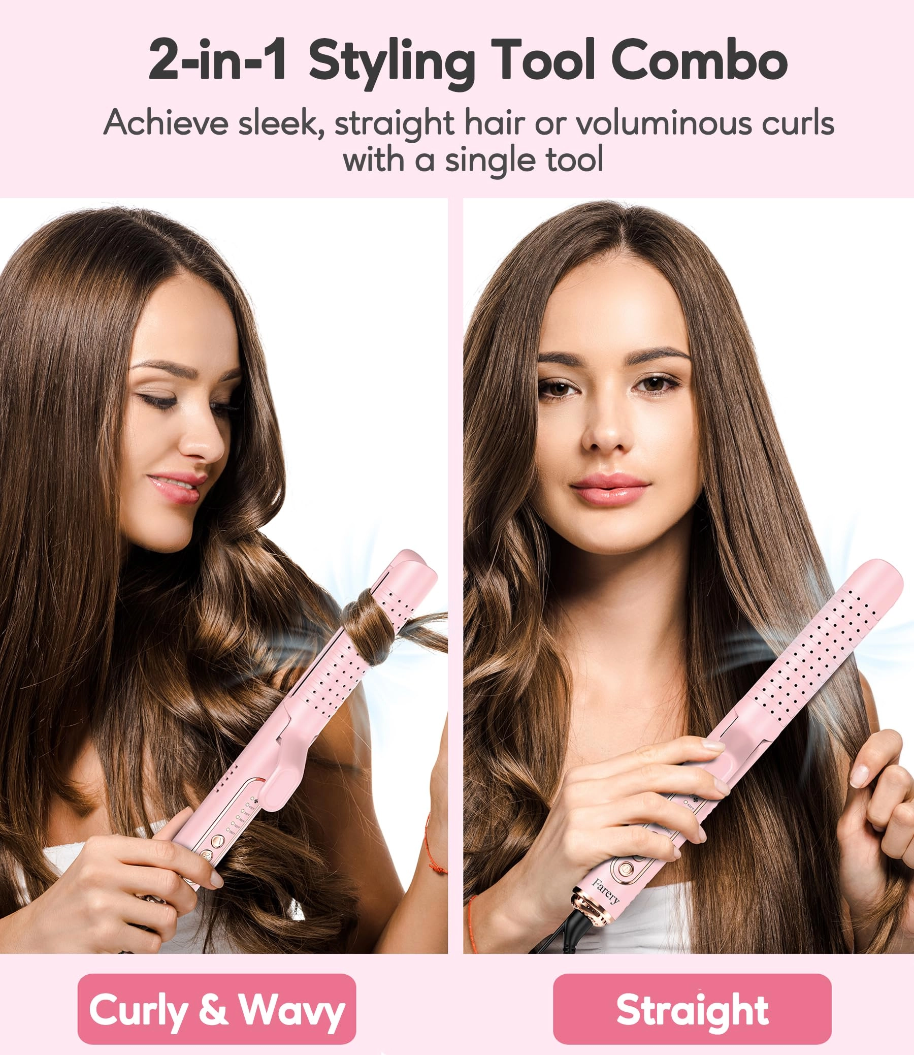Chill Set Soft-Air Curling Iron - 2-in-1 Pink 280–430°F