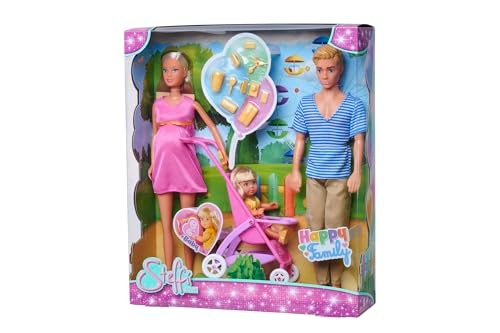 Steffi Love - Pregnant 30 cm + Kevin + Evi Love - 12 cm + Baby + Pram - 11-Piece Accessories
