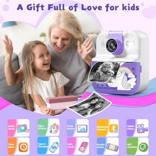Kids Camera - Instant Print Pink