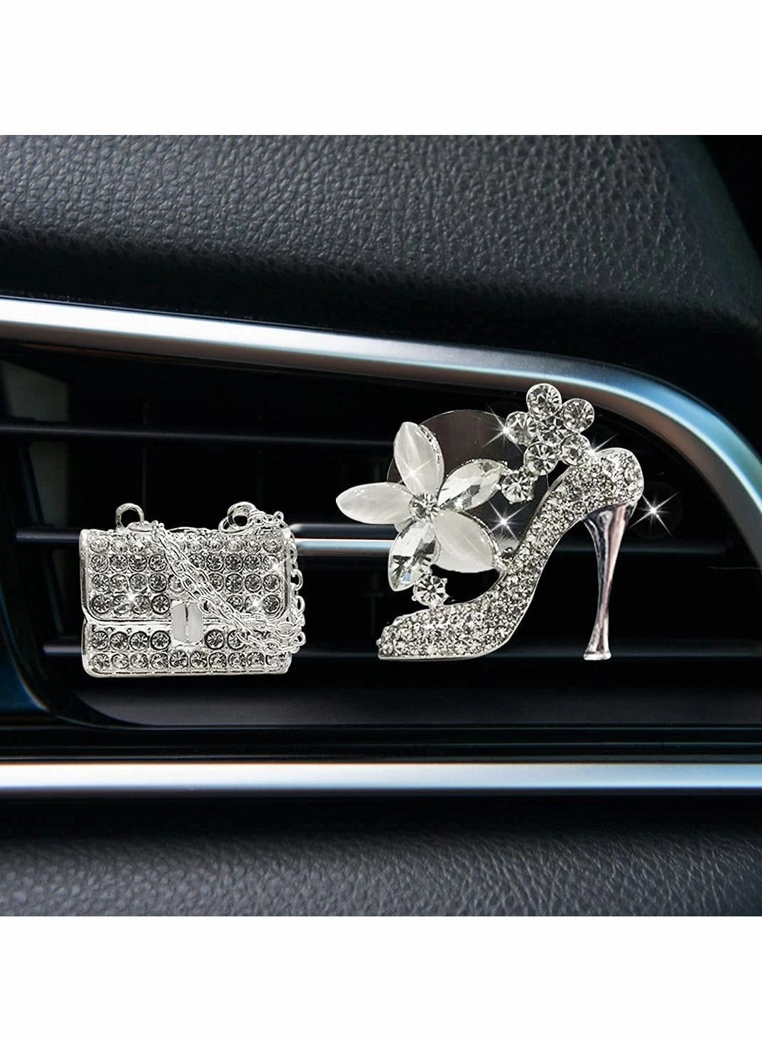 Bling Crystal High Heel Air Vent Clip + Bling Crystal Bag
