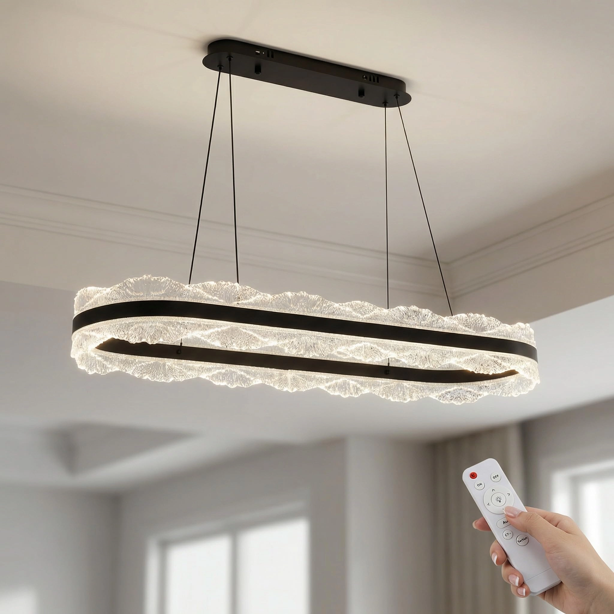 YATAI LIGHTING LED Ring Chandelier Oval - 3000K/4500K/6000K Stepless Dimming