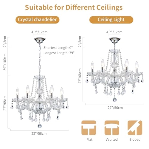 K9 Crystal Chandelier - 6-Lights 27"H 22"W Gold