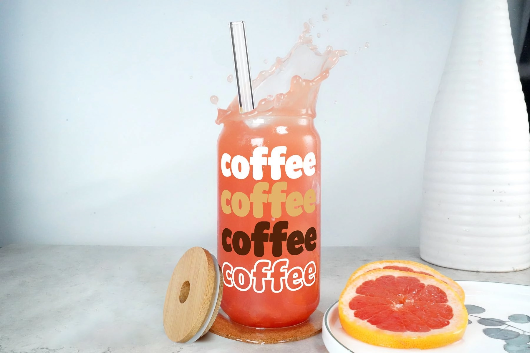 Iced Coffee Cup - 1 pcs Bamboo lid