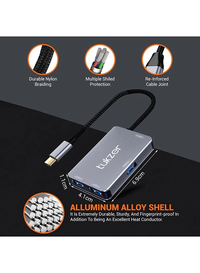 (Renewed) 4-in-1 USB 3.0 Hub - Type C 5Gbps