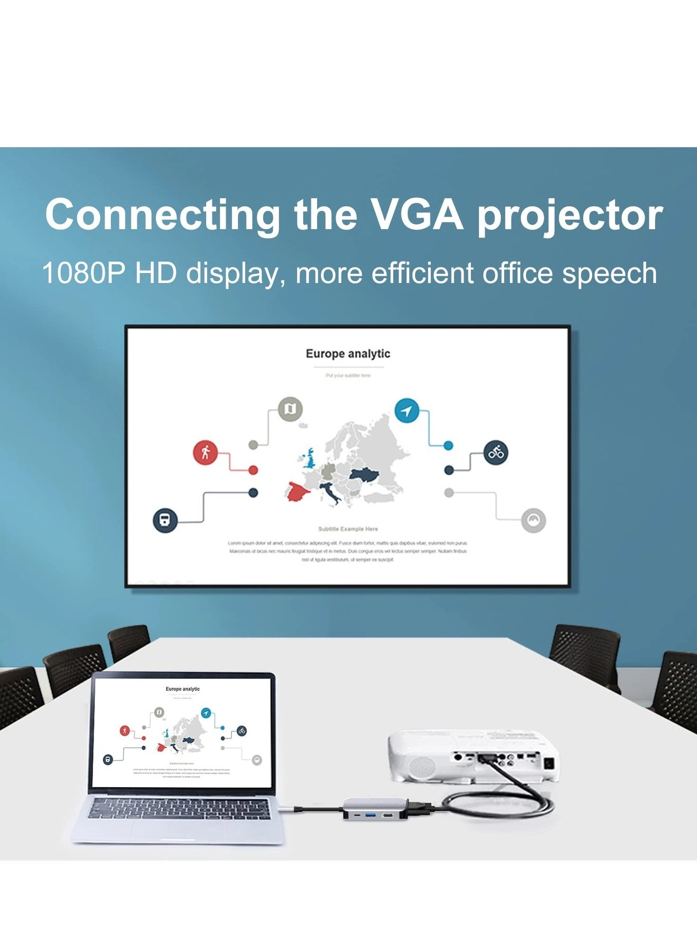 USB C to HDMI VGA Adapter - USB 3.0 4K@30Hz