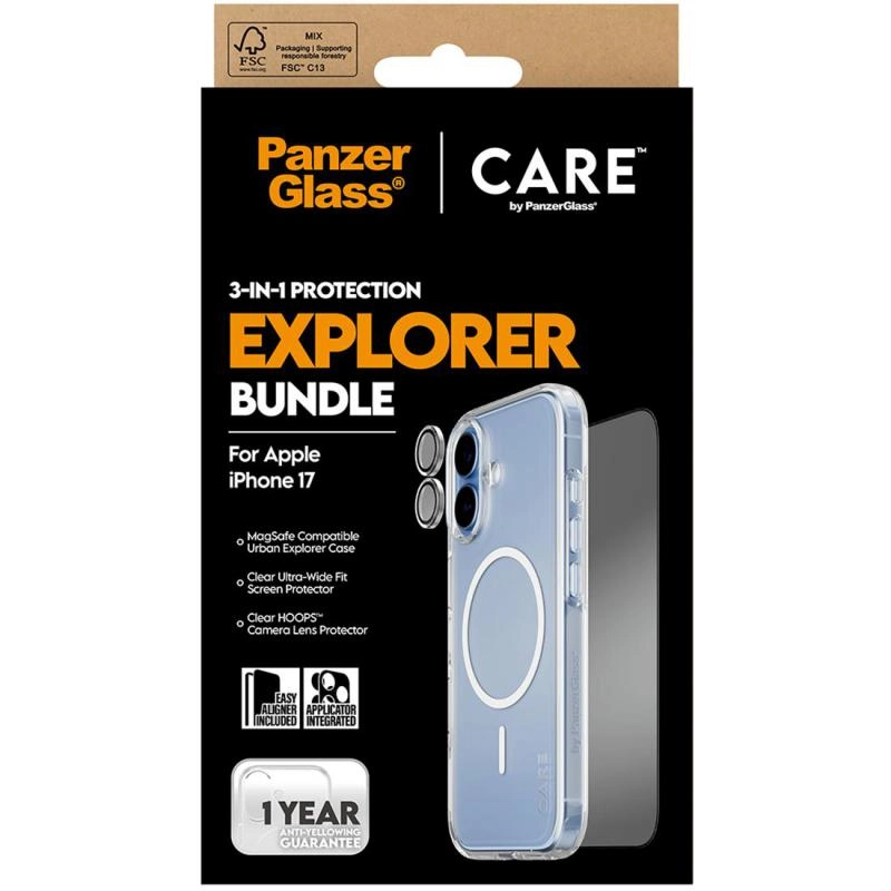 CARE MagSafe Case - 100% Recycled Plastic MagSafe + Ulta-Wide Fit Screen Protector - 60% Recycled Glass + Hoops Camera Lens Protector for iPhone 16 Plus