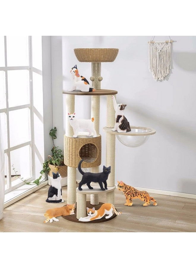 Realistic Cat Figurines 8 pcs