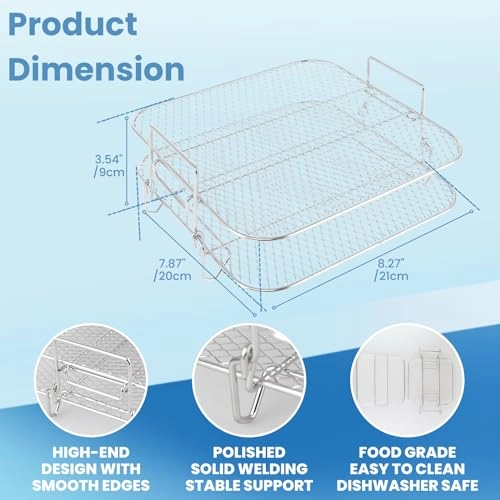 Square Air Fryer Rack - Stainless Steel