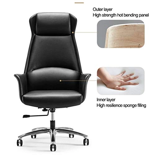 Desk Chair - PU Leather Brown High Back
